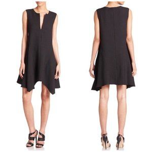 New BCBGMaxAzria Bette jacquard minimalist notch collar boxy high-low mini dress